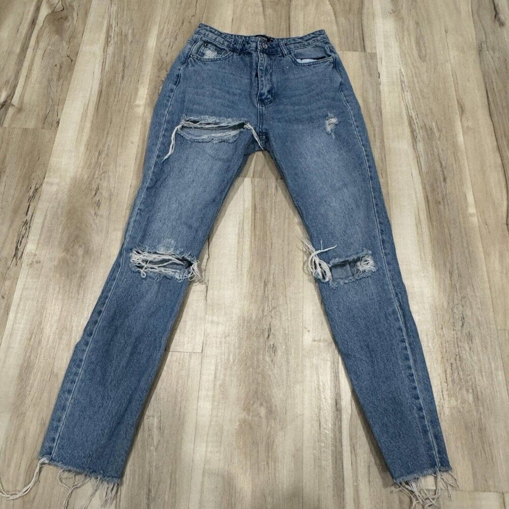 Missguided Distressed Skinny Jeans - Blue